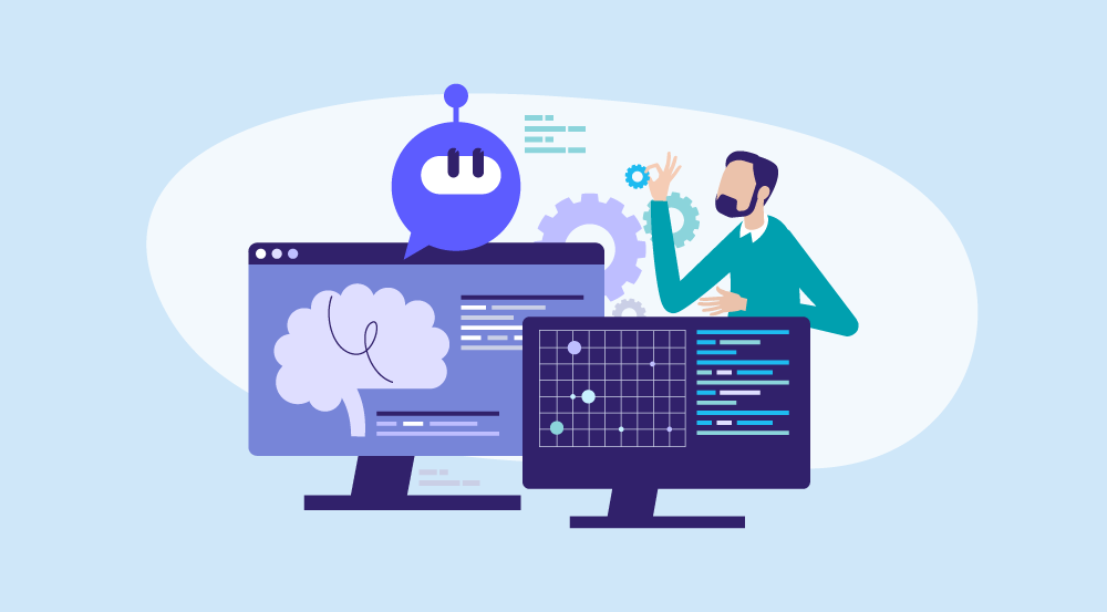 Illustration depicting AI fluency for HR professionals as part of the AIHR T-Shaped HR Competency Model
