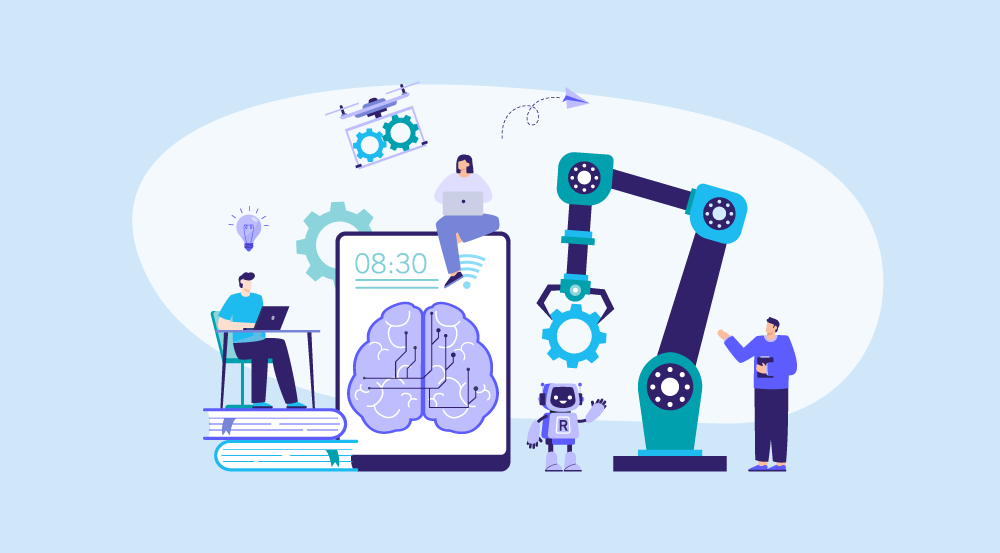 Conceptual illustration representing AI training for employees.