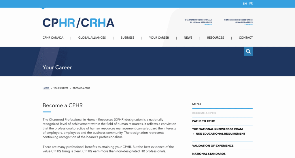 CPHR credential preview.