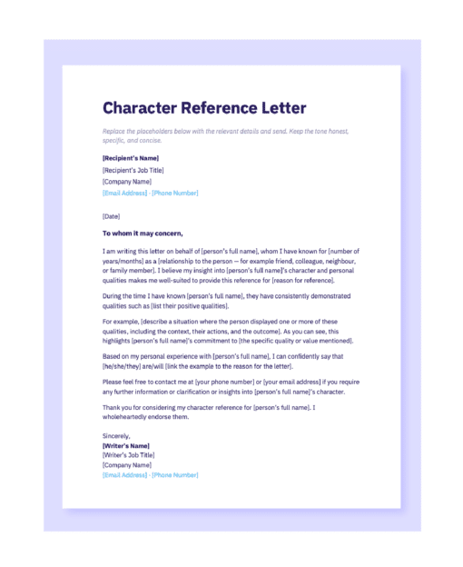 Character Reference Letter: Complete Guide + FREE Template - AIHR
