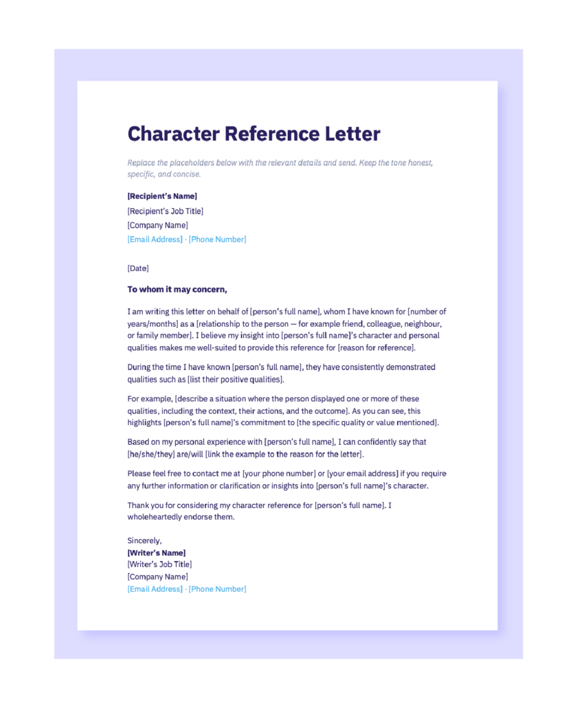 Character Reference Letter: Complete Guide + FREE Template - AIHR