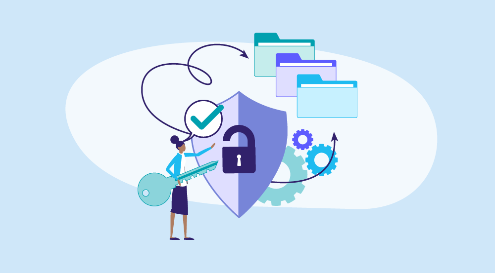 Conceptual representation of data privacy and ethics in AI for HR.