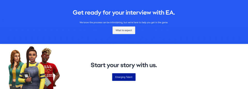 EA career’s site example.