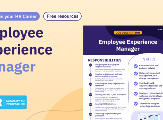 Free resource preview for Employee Experience Manager job description with key responsibilities and skills listed.