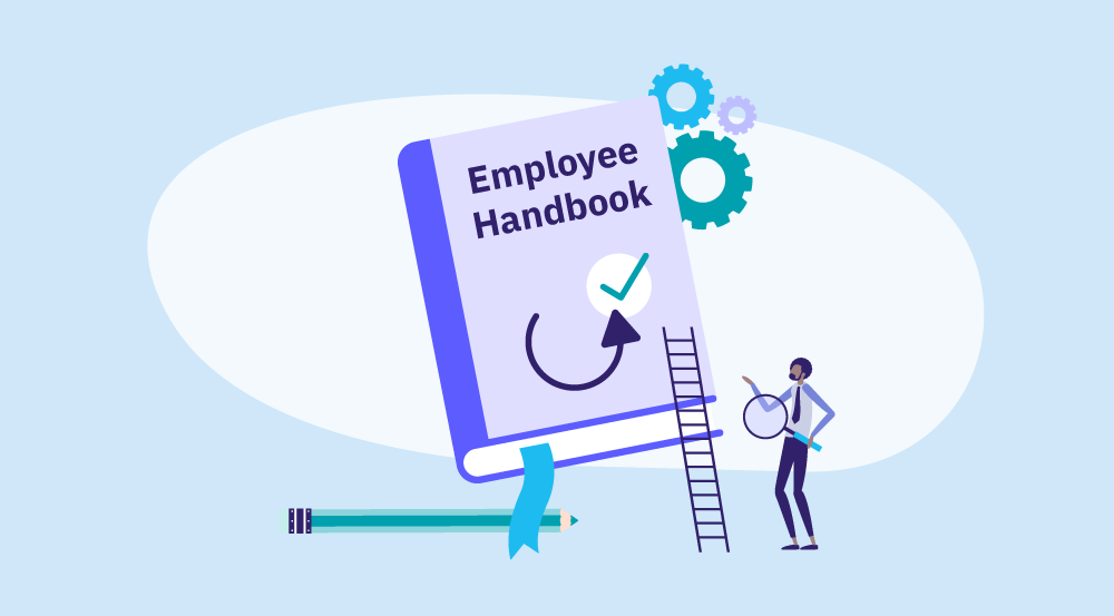 Conceptuall illustration representing an employee handbook template.