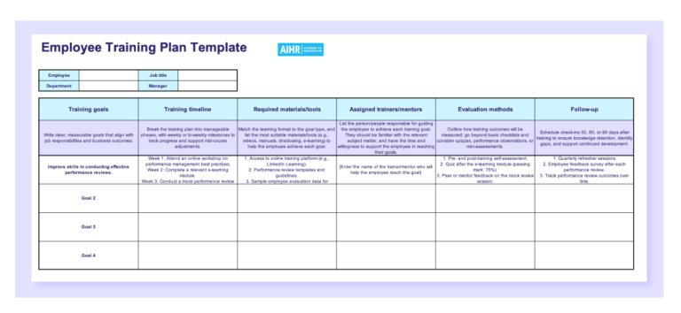[Free] Employee Training Plan Template For Effective Training - AIHR