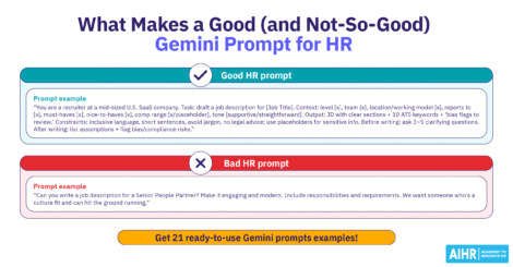 Example comparing a well-structured HR Gemini prompt with a vague one.