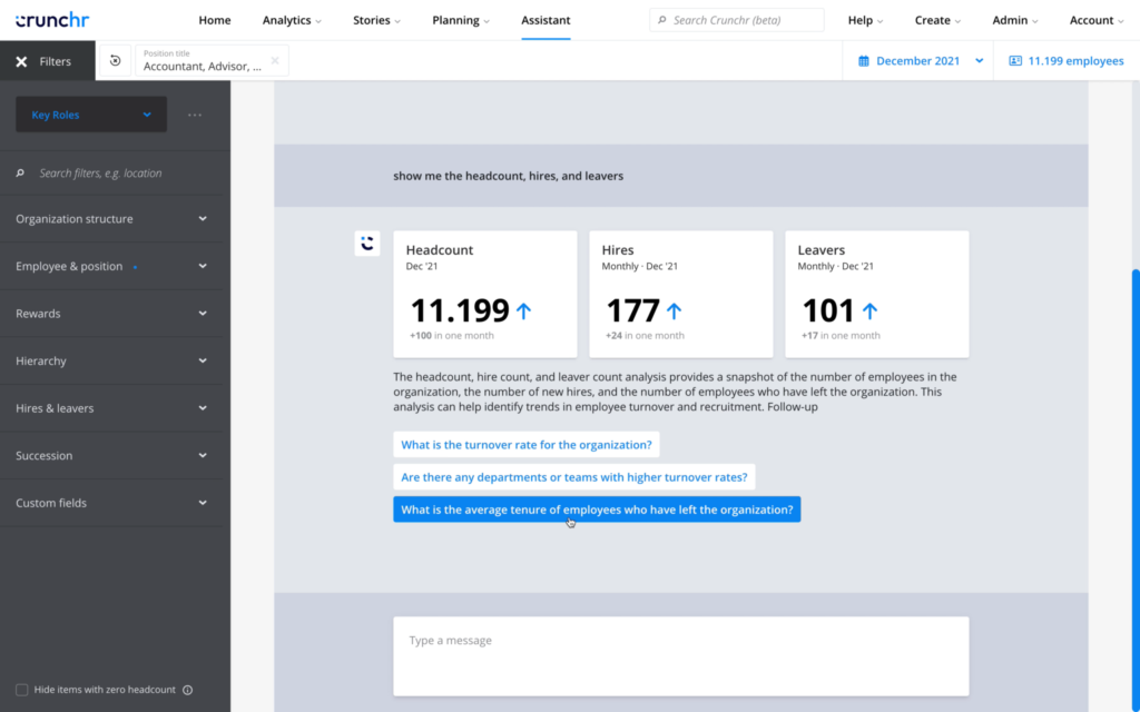Screenshot of the Crunchr Assistant.