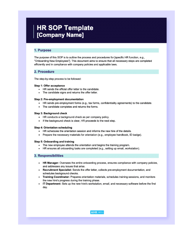 HR SOP Template Guide For HR Leaders AIHR
