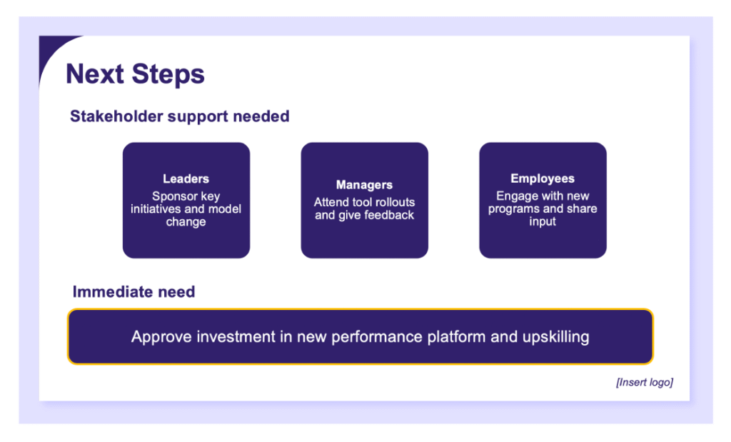 A preview of AIHR's HR strategy presentation template.