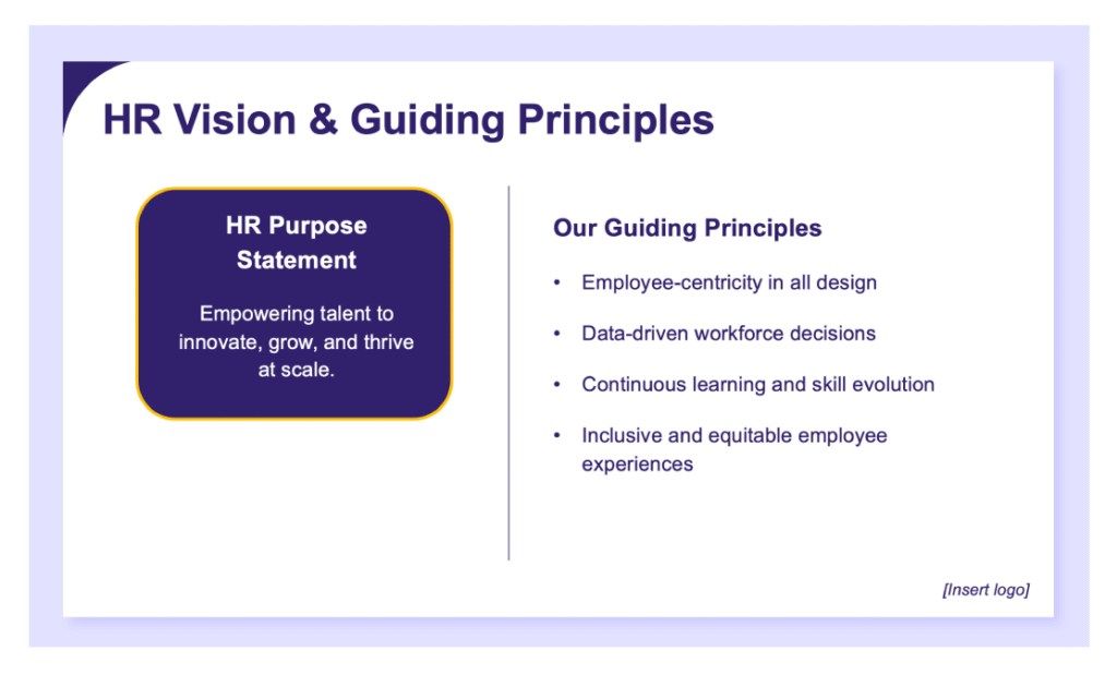 A preview of AIHR's HR strategy presentation template.