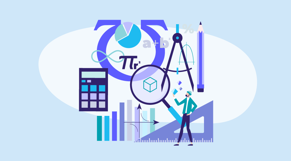 Conceptual illustration representing human resources formulas and functions.