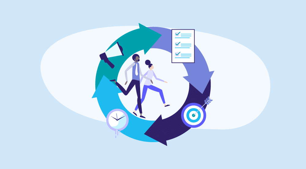 Conceptual illustration representing an HR operating model of the future.