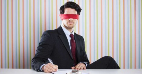 Image of Man Blindfolded: Blind Hiring