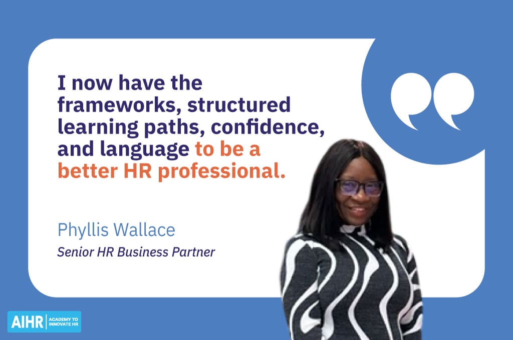 Phyllis Wallace quote on gaining frameworks, learning paths, confidence, and language to grow as an HR professional.