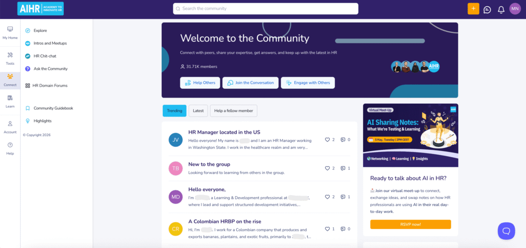 AIHR Community preview.