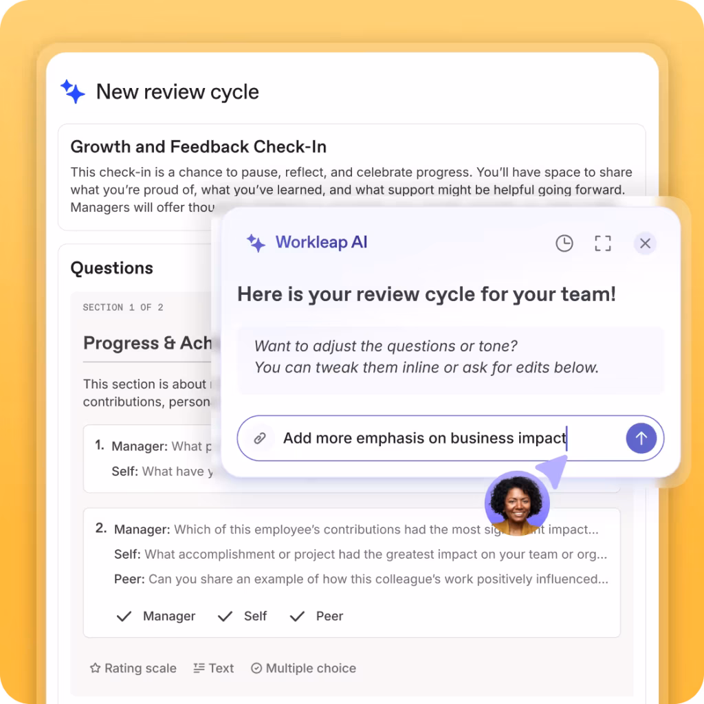 Screenshot of Workleap's performance review function.