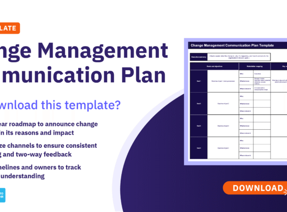 Preview of AIHR's change management communication plan template and how it benefits HR.