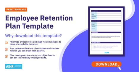 Preview of AIHR's employee retention plan template.