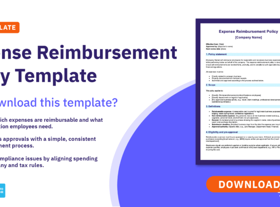 Preview of AIHR's expense reimbursement policy template, and the HR benefits of using it.