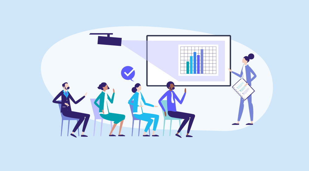 A conceptual idea of an HR strategy presentation.