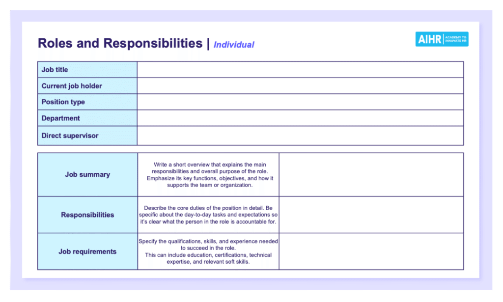 Preview of the free Roles and Responsibilities Template in PowerPoint.