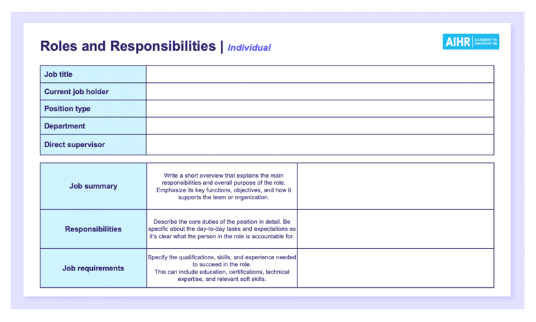 Roles and Responsibilities Templates for 2026 [Free Download] - AIHR