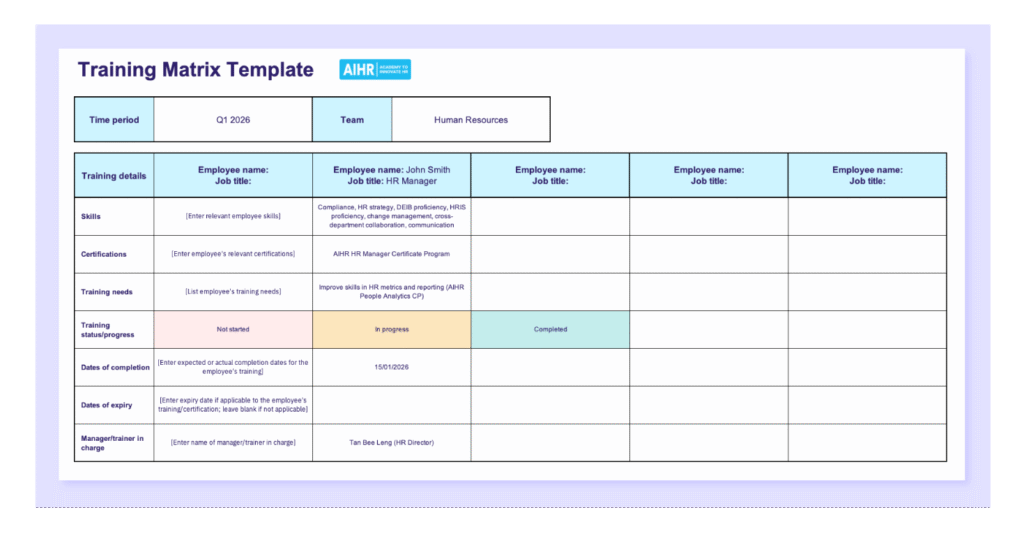 Free Training Matrix Template Build Track Employee Training AIHR
