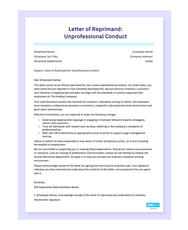How To Write A Letter Of Reprimand Free Templates AIHR
